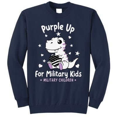 Purple Up For Military Ki.Ds Month Military Child Dinosaur Tall Sweatshirt