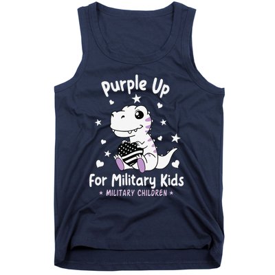 Purple Up For Military Ki.Ds Month Military Child Dinosaur Tank Top