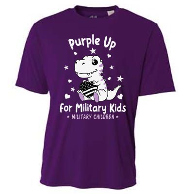 Purple Up For Military Ki.Ds Month Military Child Dinosaur Cooling Performance Crew T-Shirt