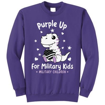 Purple Up For Military Ki.Ds Month Military Child Dinosaur Sweatshirt