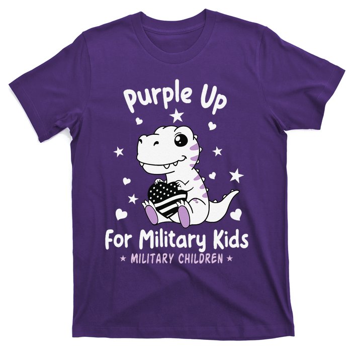 Purple Up For Military Ki.Ds Month Military Child Dinosaur T-Shirt