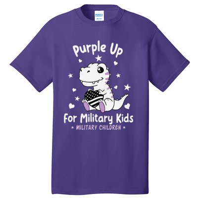 Purple Up For Military Ki.Ds Month Military Child Dinosaur Tall T-Shirt