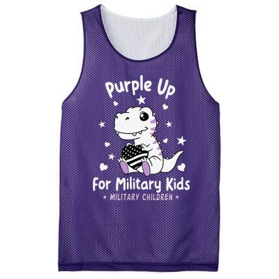 Purple Up For Military Ki.Ds Month Military Child Dinosaur Mesh Reversible Basketball Jersey Tank