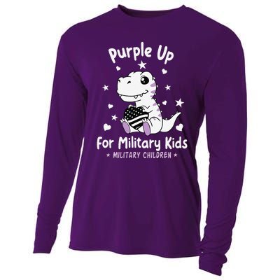 Purple Up For Military Ki.Ds Month Military Child Dinosaur Cooling Performance Long Sleeve Crew