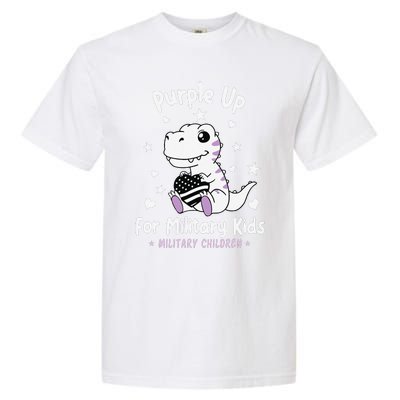 Purple Up For Military Ki.Ds Month Military Child Dinosaur Garment-Dyed Heavyweight T-Shirt