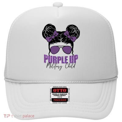 Purple Up For Military Child Awareness High Crown Mesh Back Trucker Hat
