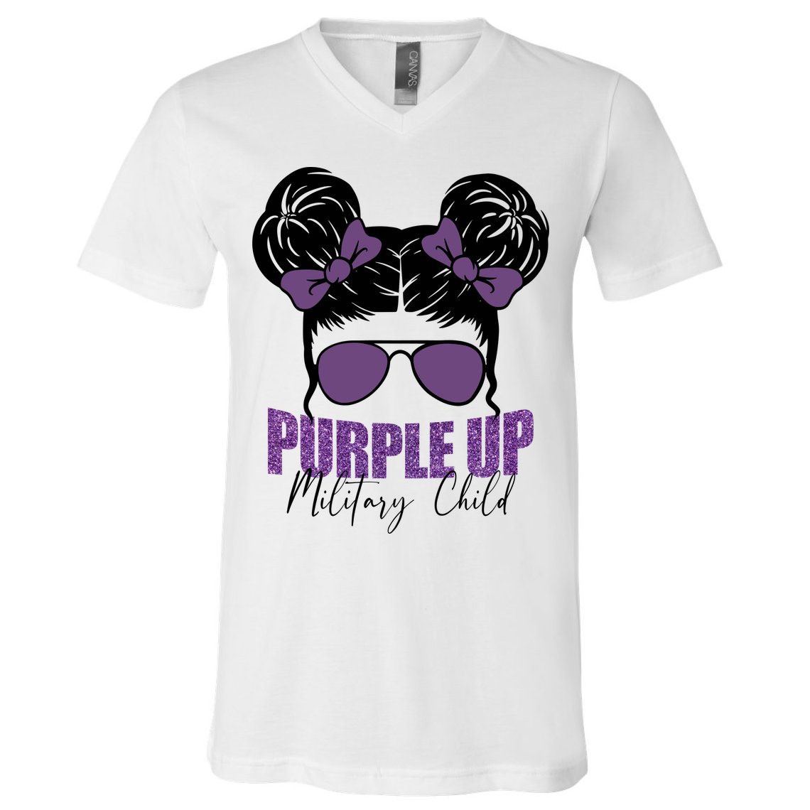 Purple Up For Military Child Awareness V-Neck T-Shirt
