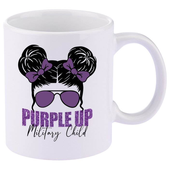 Purple Up For Military Child Awareness 11oz C Handle Ceramic Mug