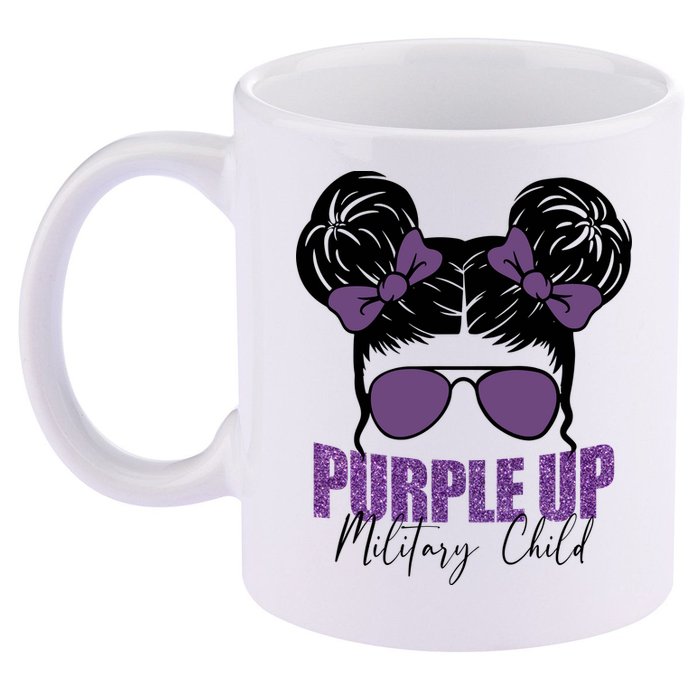 Purple Up For Military Child Awareness 11oz C Handle Ceramic Mug