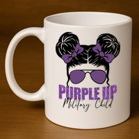 Purple Up For Military Child Awareness 11oz C Handle Ceramic Mug