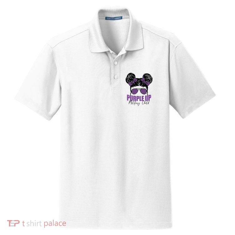 Purple Up For Military Child Awareness Dry Zone Grid Polo