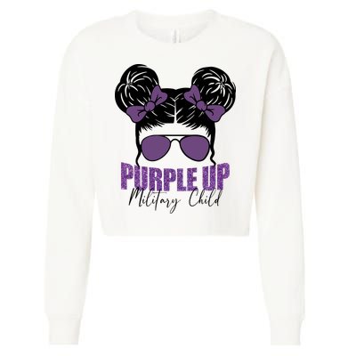 Purple Up For Military Child Awareness Cropped Pullover Crew