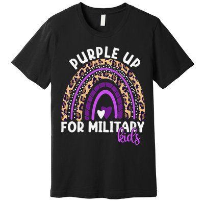 Purple Up For Military Month Military Child Rainbow Premium T-Shirt