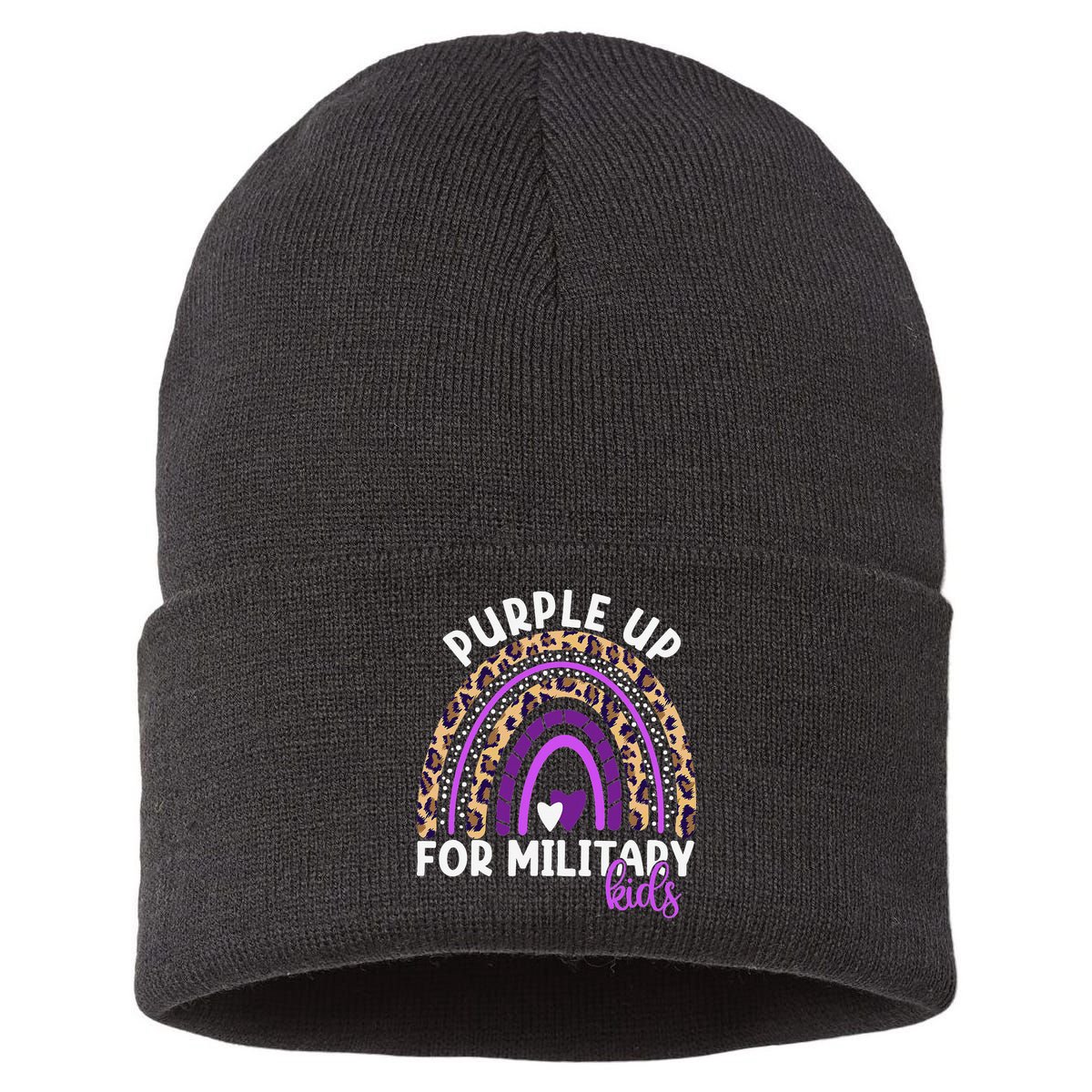 Purple Up For Military Month Military Child Rainbow Sustainable Knit Beanie