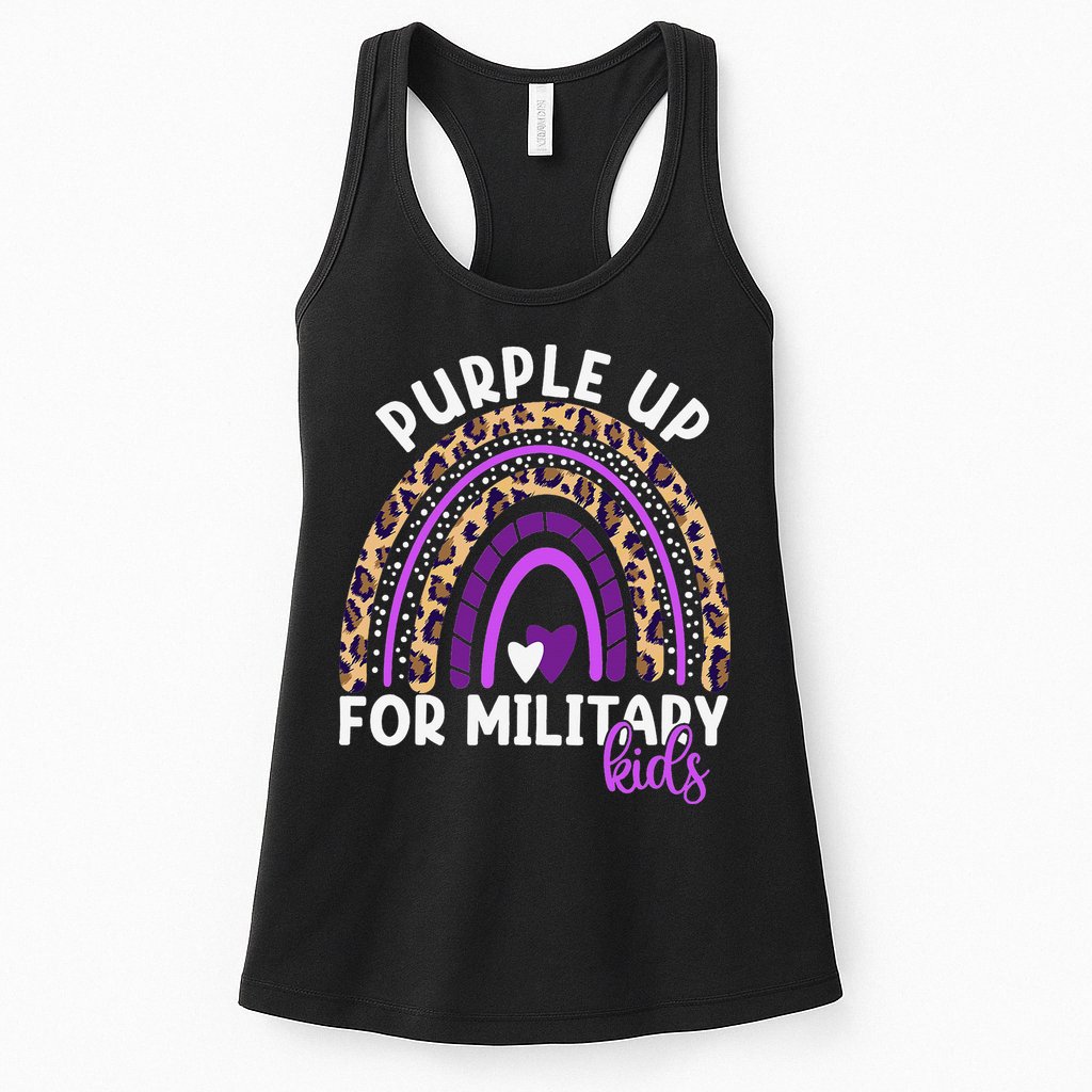Purple Up For Military Month Military Child Rainbow Womens Tank Top