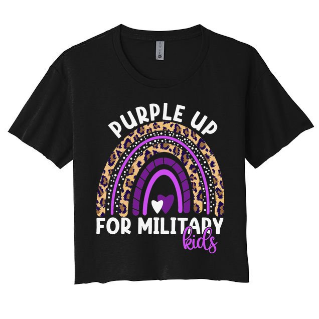Purple Up For Military Month Military Child Rainbow Crop Top