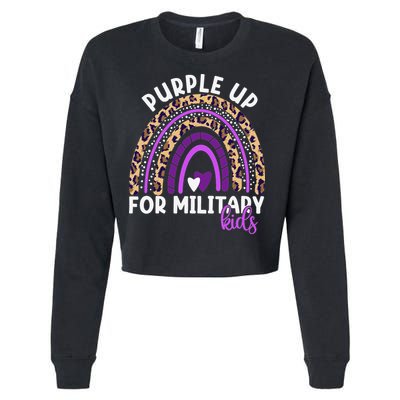 Purple Up For Military Month Military Child Rainbow Cropped Pullover Crew