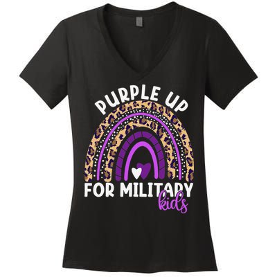 Purple Up For Military Month Military Child Rainbow Women's V-Neck T-Shirt