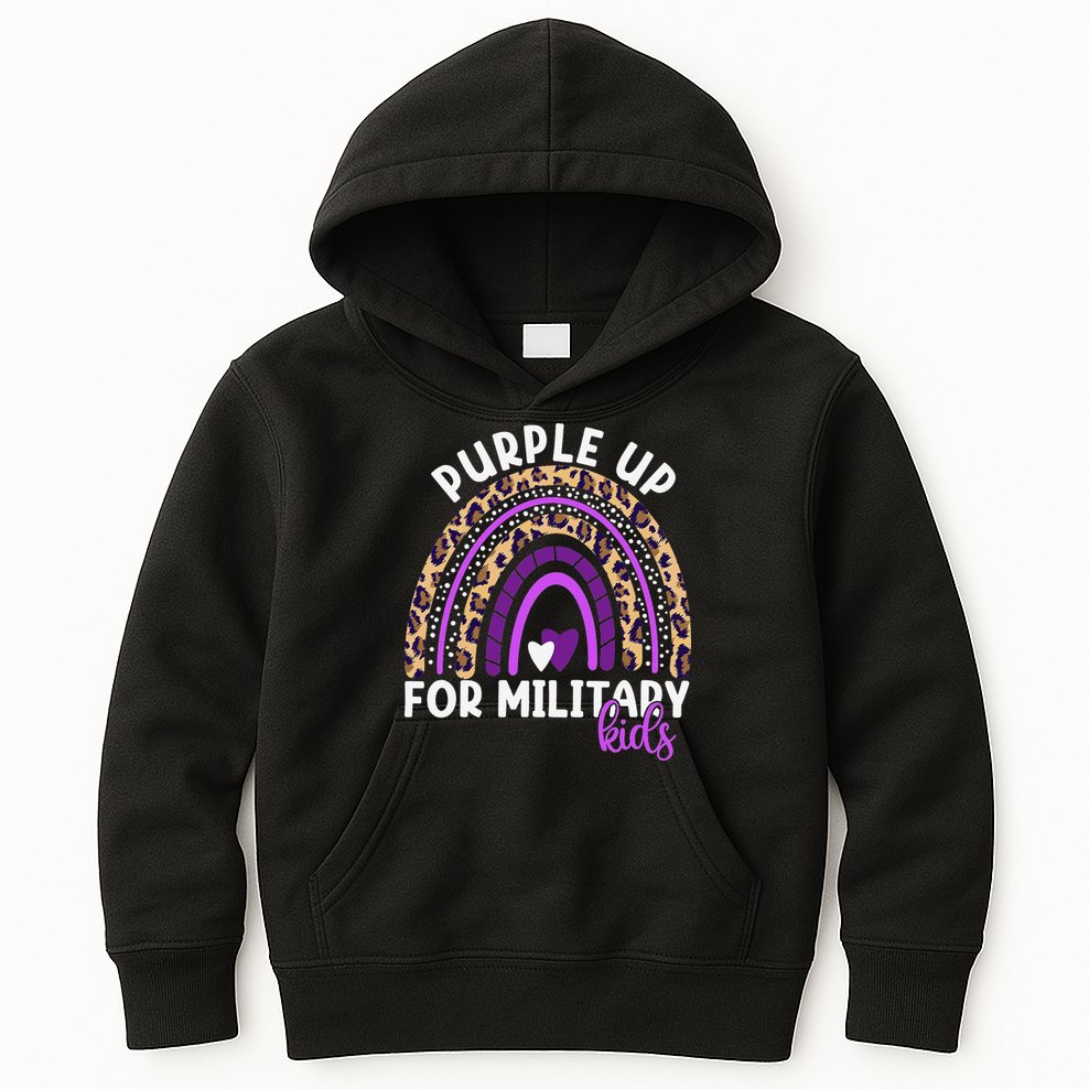 Purple Up For Military Month Military Child Rainbow Kids Hoodie