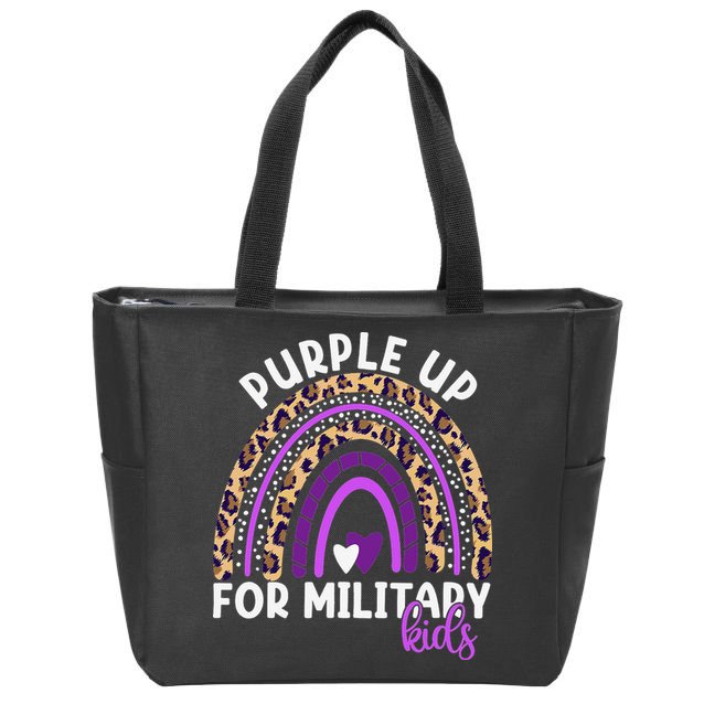 Purple Up For Military Month Military Child Rainbow Zip Tote Bag
