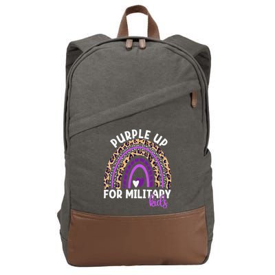 Purple Up For Military Month Military Child Rainbow Cotton Canvas Backpack