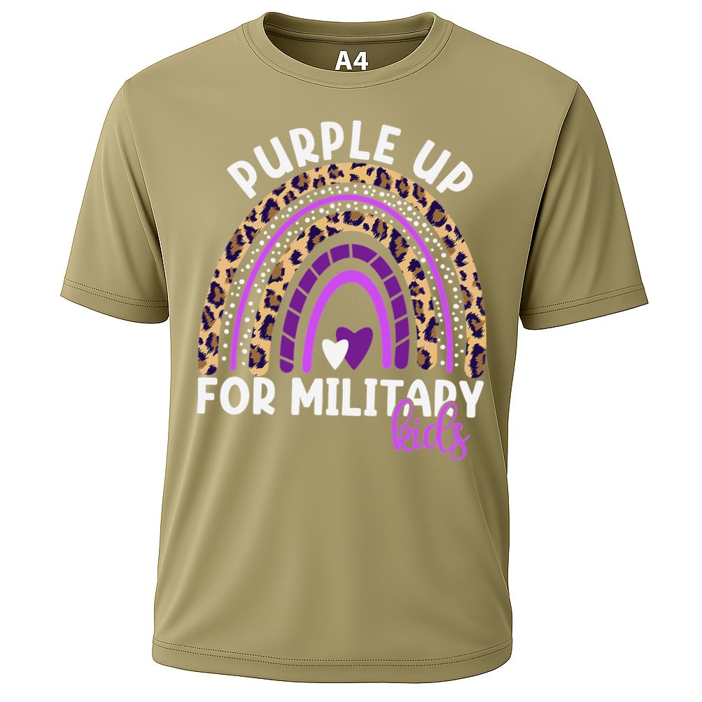 Purple Up For Military Month Military Child Rainbow Cooling Performance Crew T-Shirt