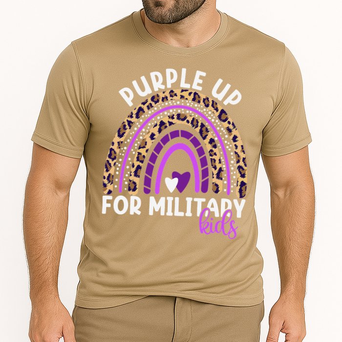 Purple Up For Military Month Military Child Rainbow Cooling Performance Crew T-Shirt