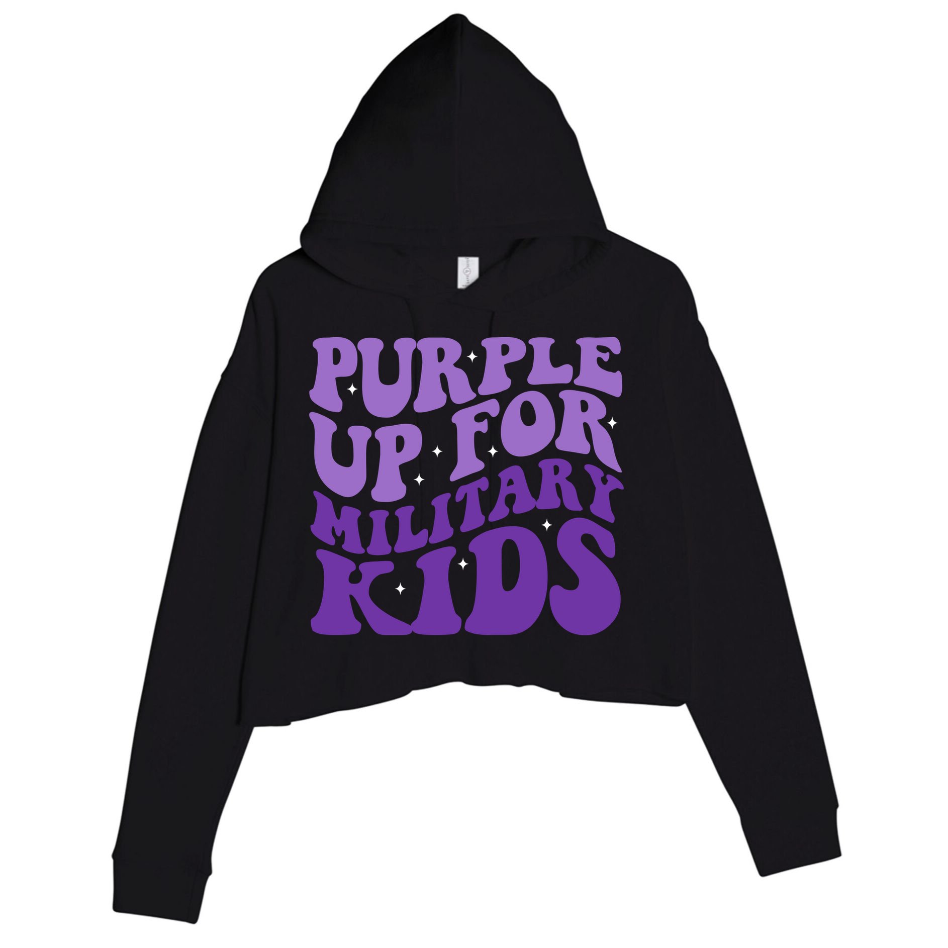 Purple Up For Military Crop Fleece Hoodie