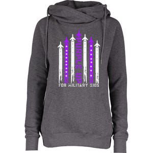 Purple Up For Military Child Month Air Force Womens Funnel Neck Pullover Hood