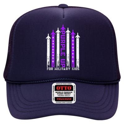 Purple Up For Military Child Month Air Force High Crown Mesh Back Trucker Hat