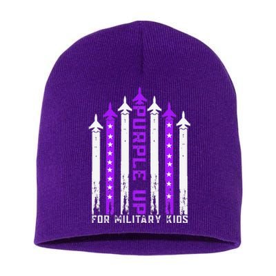 Purple Up For Military Child Month Air Force Short Acrylic Beanie