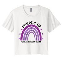 Purple Up For Military Rainbow Women's Crop Top Tee