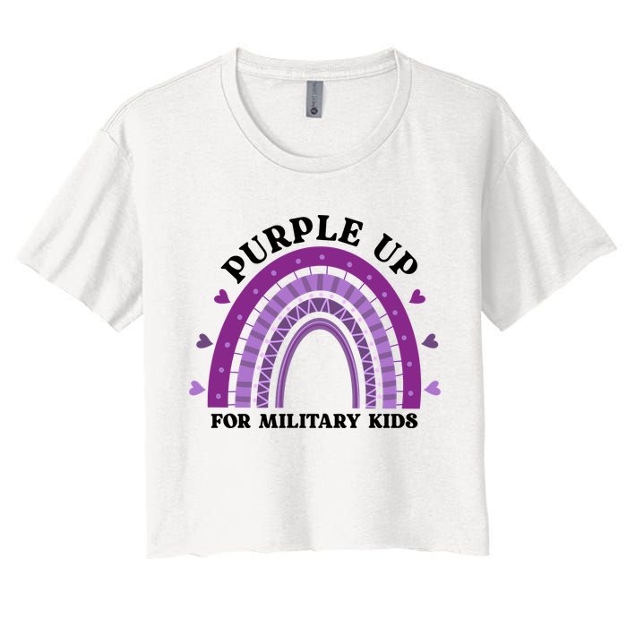 Purple Up For Military Rainbow Women's Crop Top Tee