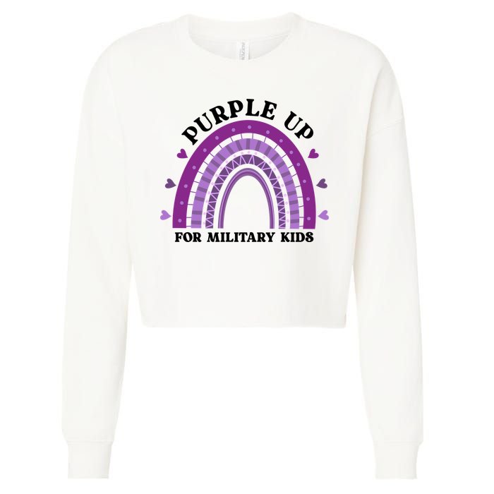 Purple Up For Military Rainbow Cropped Pullover Crew