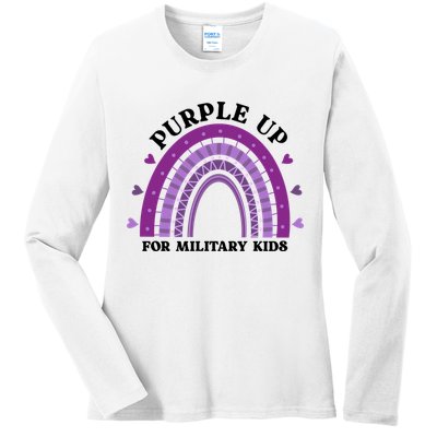 Purple Up For Military Rainbow Ladies Long Sleeve Shirt