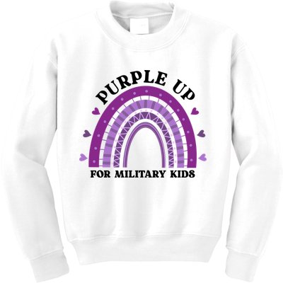 Purple Up For Military Rainbow Kids Sweatshirt