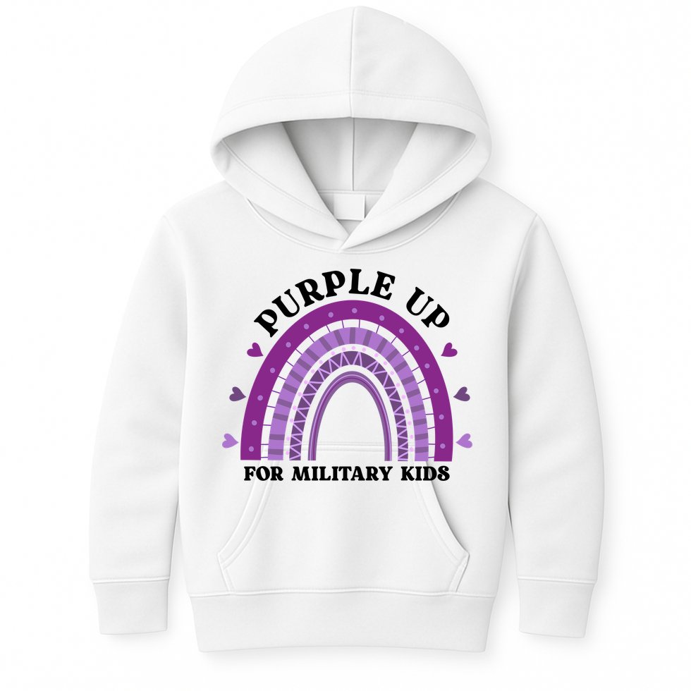 Purple Up For Military Rainbow Kids Hoodie