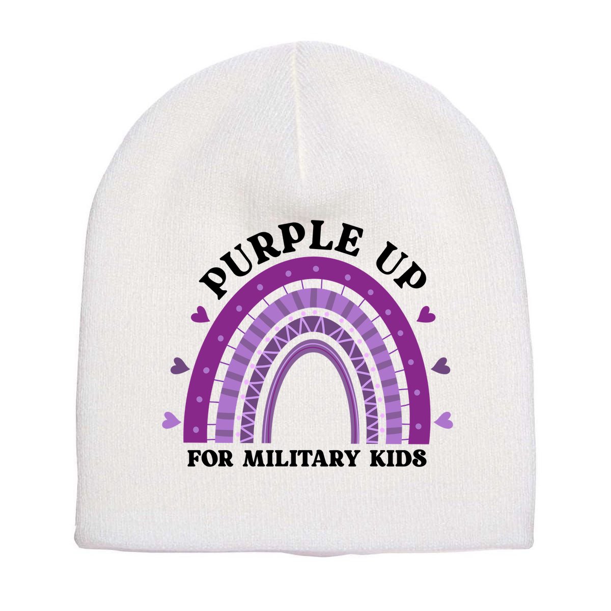 Purple Up For Military Rainbow Short Acrylic Beanie