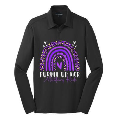 Purple Up For Military Rainbow Military Child Month Silk Touch Performance Long Sleeve Polo