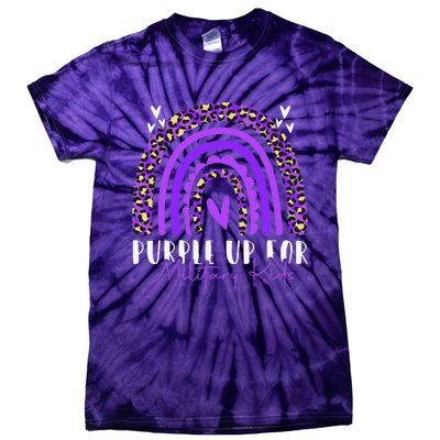 Purple Up For Military Rainbow Military Child Month Tie-Dye T-Shirt