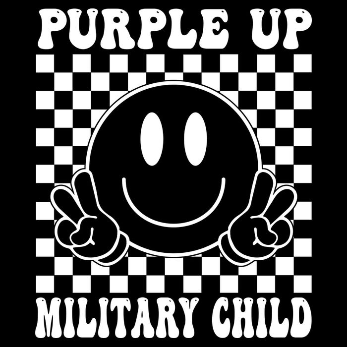 Purple Up For Military Child Retro Flexfit Unipanel Trucker Cap