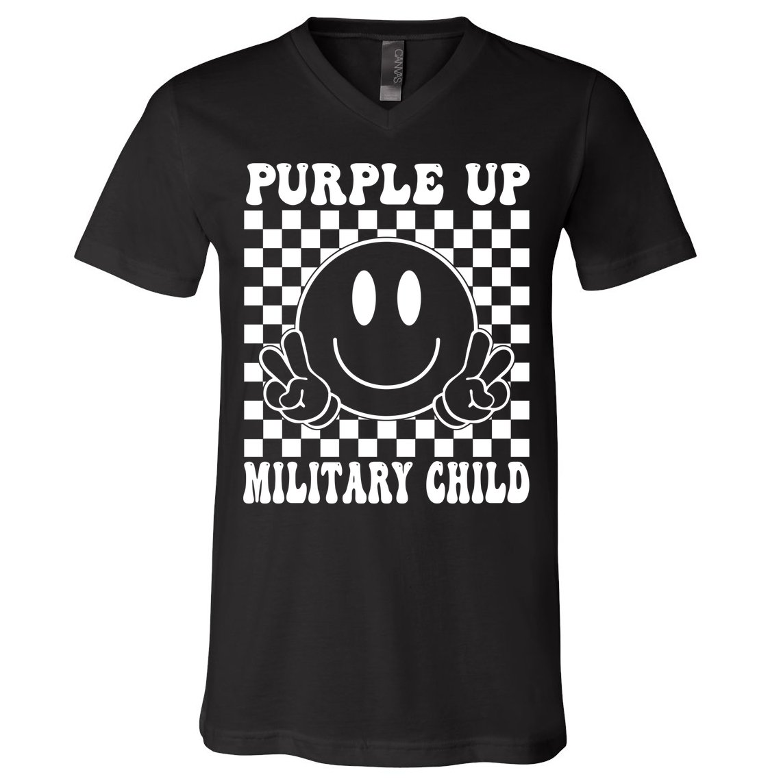 Purple Up For Military Child Retro V-Neck T-Shirt