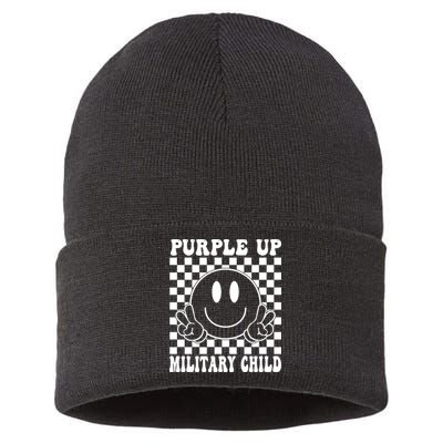 Purple Up For Military Child Retro Sustainable Knit Beanie