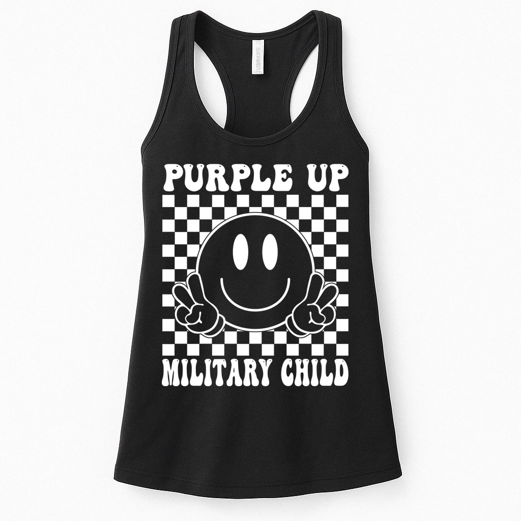 Purple Up For Military Child Retro Womens Tank Top