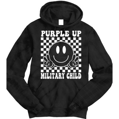 Purple Up For Military Child Retro Tie Dye Hoodie