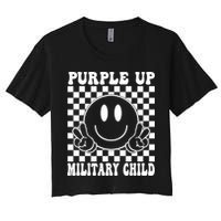Purple Up For Military Child Retro Women's Crop Top Tee
