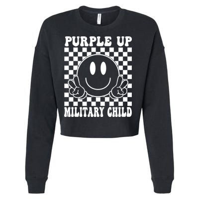 Purple Up For Military Child Retro Cropped Pullover Crew