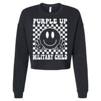 Purple Up For Military Child Retro Cropped Pullover Crew