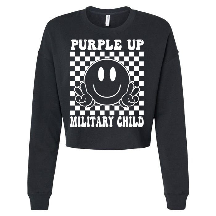 Purple Up For Military Child Retro Cropped Pullover Crew