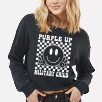 Purple Up For Military Child Retro Cropped Pullover Crew